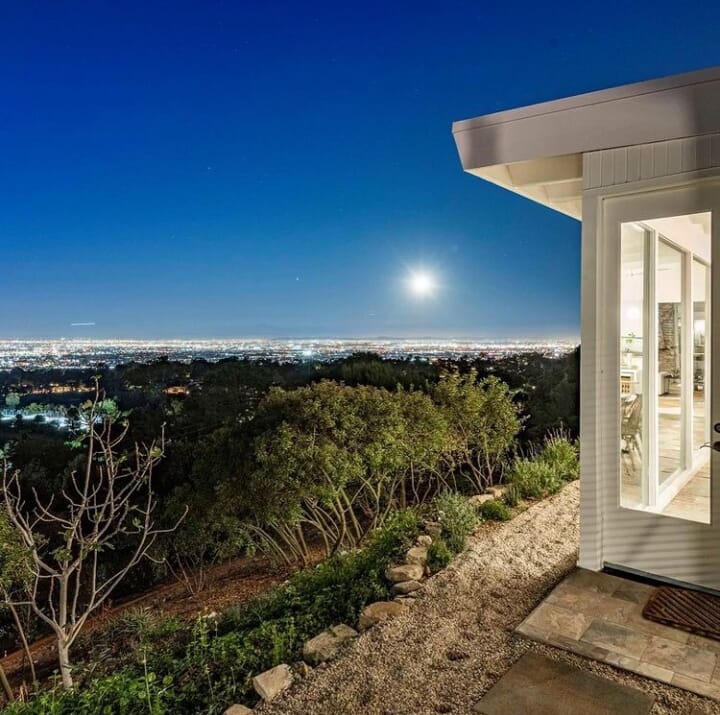 Real estate Palos Verdes, California, USA. The view from the backyard at night time over Los Angeles.